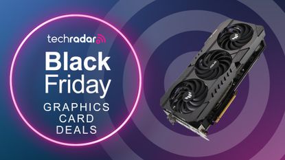 An Asus graphics card against a TechRadar Black Friday background