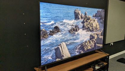 Amazon Omni QLED showing waves and rocks on screen 